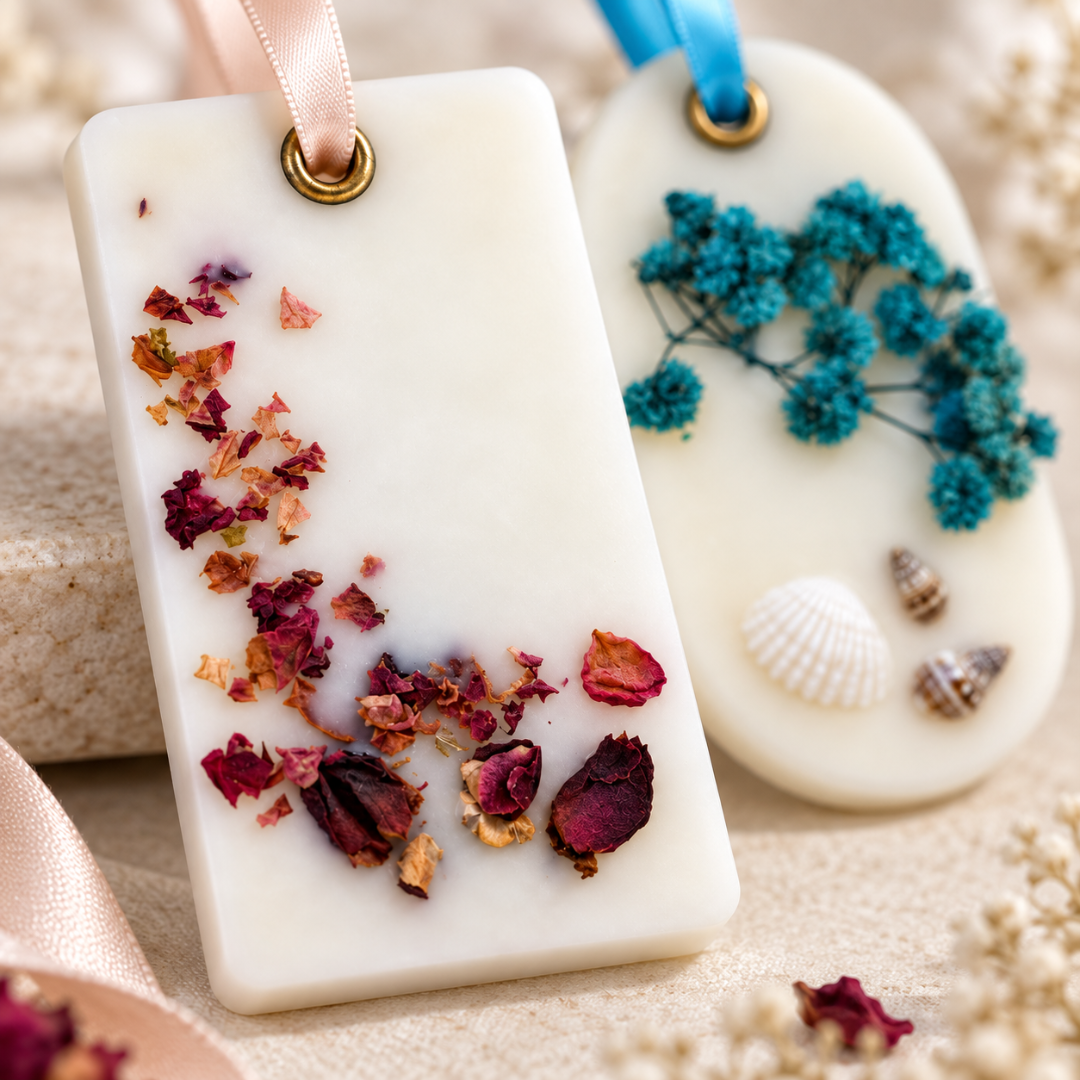 Assorted Aroma Wax Sachet Tablets - Pack of 2 | Decorative Scented Wax Tablets with Dried Flowers for Wardrobe, Drawer & Gifting