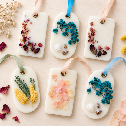 Assorted Aroma Wax Sachet Tablets - Pack of 2 | Decorative Scented Wax Tablets with Dried Flowers for Wardrobe, Drawer & Gifting