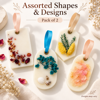 Assorted Aroma Wax Sachet Tablets - Pack of 2 | Decorative Scented Wax Tablets with Dried Flowers for Wardrobe, Drawer & Gifting