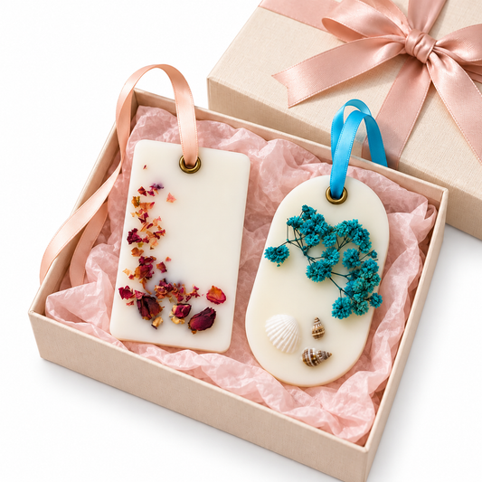 Assorted Aroma Wax Sachet Tablets - Pack of 2 | Decorative Scented Wax Tablets with Dried Flowers for Wardrobe, Drawer & Gifting