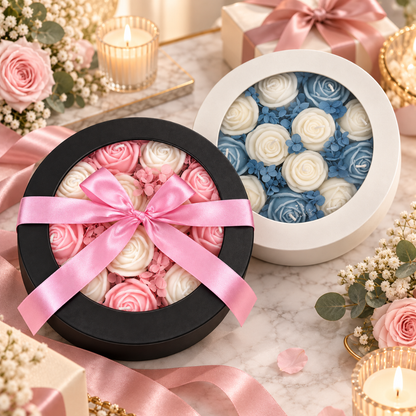 Luxury Aroma Flower Candle Gift Set in Window Box | Assorted Rose-Shaped Scented Candles for Birthday, Anniversary, Wedding & Gifting