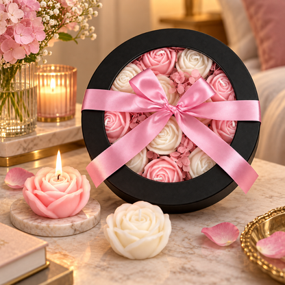Luxury Aroma Flower Candle Gift Set in Window Box | Assorted Rose-Shaped Scented Candles for Birthday, Anniversary, Wedding & Gifting