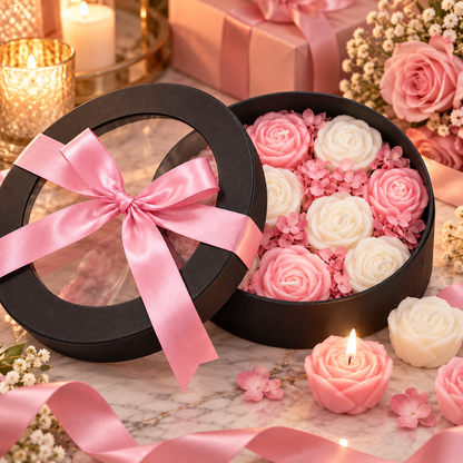 Luxury Aroma Flower Candle Gift Set in Window Box | Assorted Rose-Shaped Scented Candles for Birthday, Anniversary, Wedding & Gifting