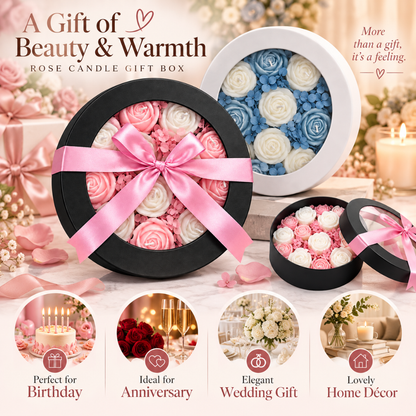 Luxury Aroma Flower Candle Gift Set in Window Box | Assorted Rose-Shaped Scented Candles for Birthday, Anniversary, Wedding & Gifting