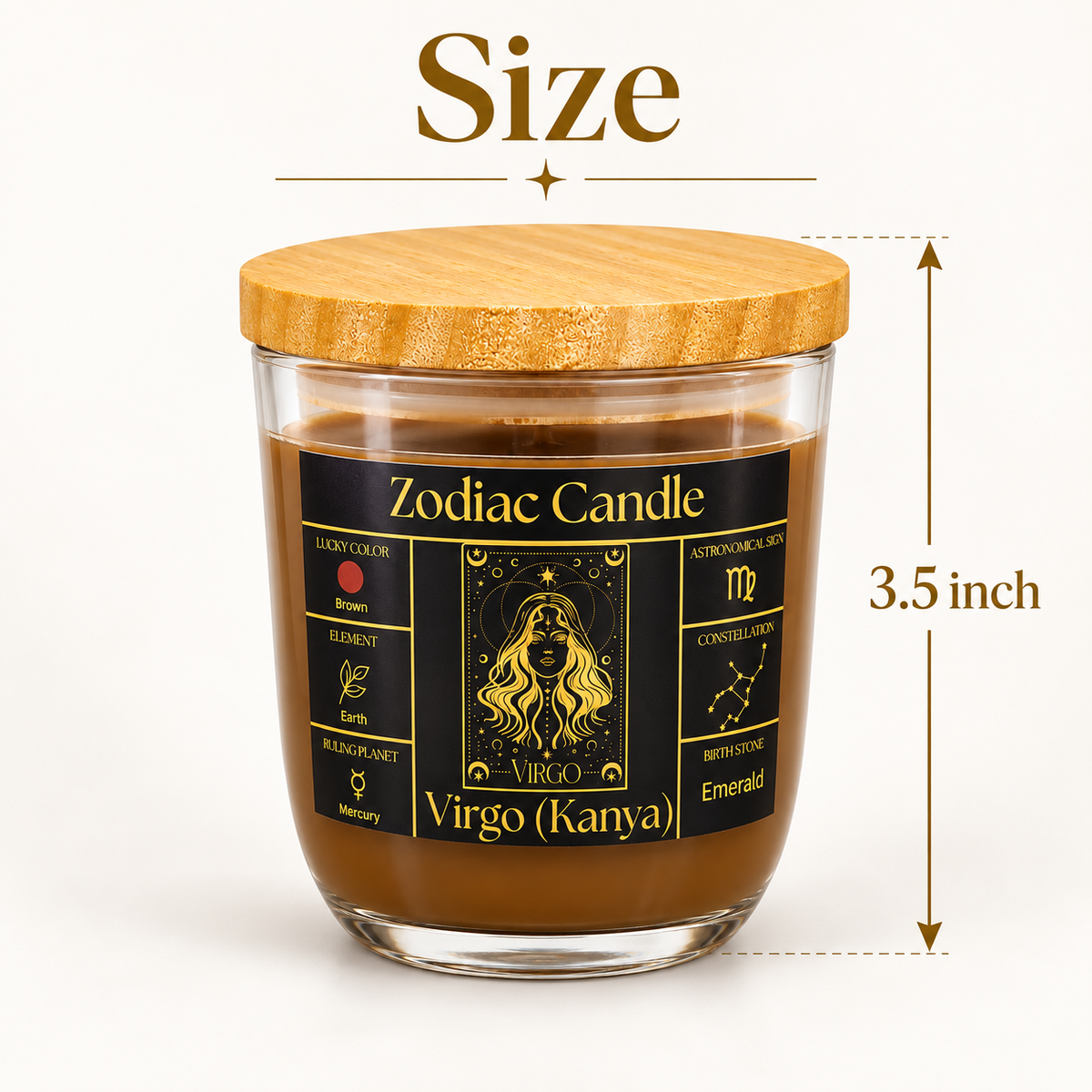 Virgo Zodiac Candle (Kanya Rashi) | Luxury Brown Scented Astrology Candle with Virgo-Inspired Fragrance in Glass Jar