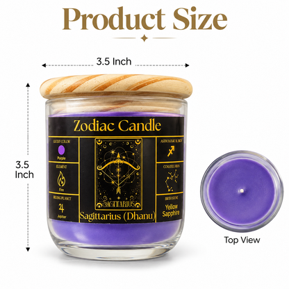 Sagittarius Zodiac Candle (Dhanu Rashi) | Luxury Purple Scented Astrology Candle with Sagittarius-Inspired Fragrance in Glass Jar
