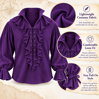 Pirate of the Seven Seas Purple Costume Shirt – Size L | Pirate Fancy Dress Top for Halloween, Theme Parties & Costume Events