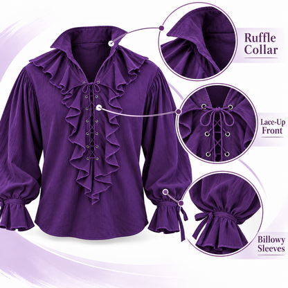 Pirate of the Seven Seas Purple Costume Shirt – Size L | Pirate Fancy Dress Top for Halloween, Theme Parties & Costume Events