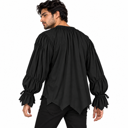 Pirate of the Seven Seas Black Costume Shirt – Size L | Pirate Fancy Dress Top for Halloween, Theme Parties & Costume Events
