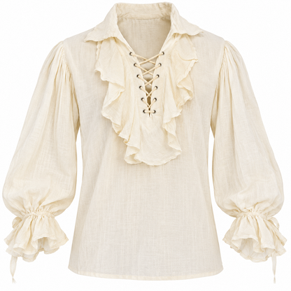 "Pirate of the Seven Seas White Costume Shirt – Size L | Pirate Fancy Dress Top for Halloween, Theme Parties & Costume Events