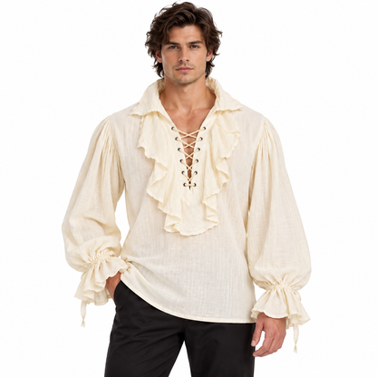 "Pirate of the Seven Seas White Costume Shirt – Size L | Pirate Fancy Dress Top for Halloween, Theme Parties & Costume Events