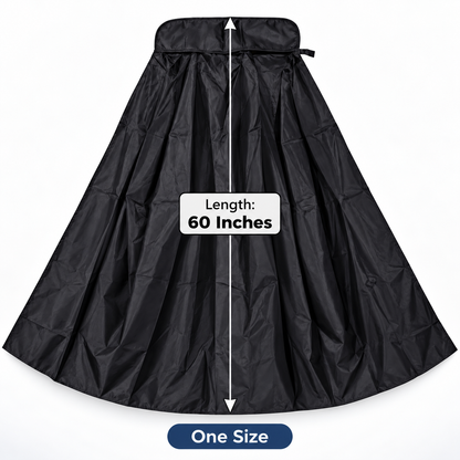 Long Black Taffeta Cape with Collar for Adults | 60 Inch Halloween Fancy Dress Cloak for Vampire, Witch & Costume Parties