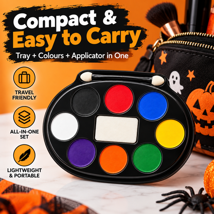 Halloween Face Paint Makeup Tray – 8 Colours | Face Painting Palette for Fancy Dress, Costume Parties & Theatrical Makeup