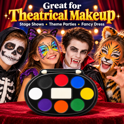Halloween Face Paint Makeup Tray – 8 Colours | Face Painting Palette for Fancy Dress, Costume Parties & Theatrical Makeup