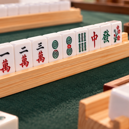 Pine Wood Mahjong Racks – Set of 4 | 20 Inch Wooden Tile Holders for Mahjong Game, Tabletop Games & Game Nights