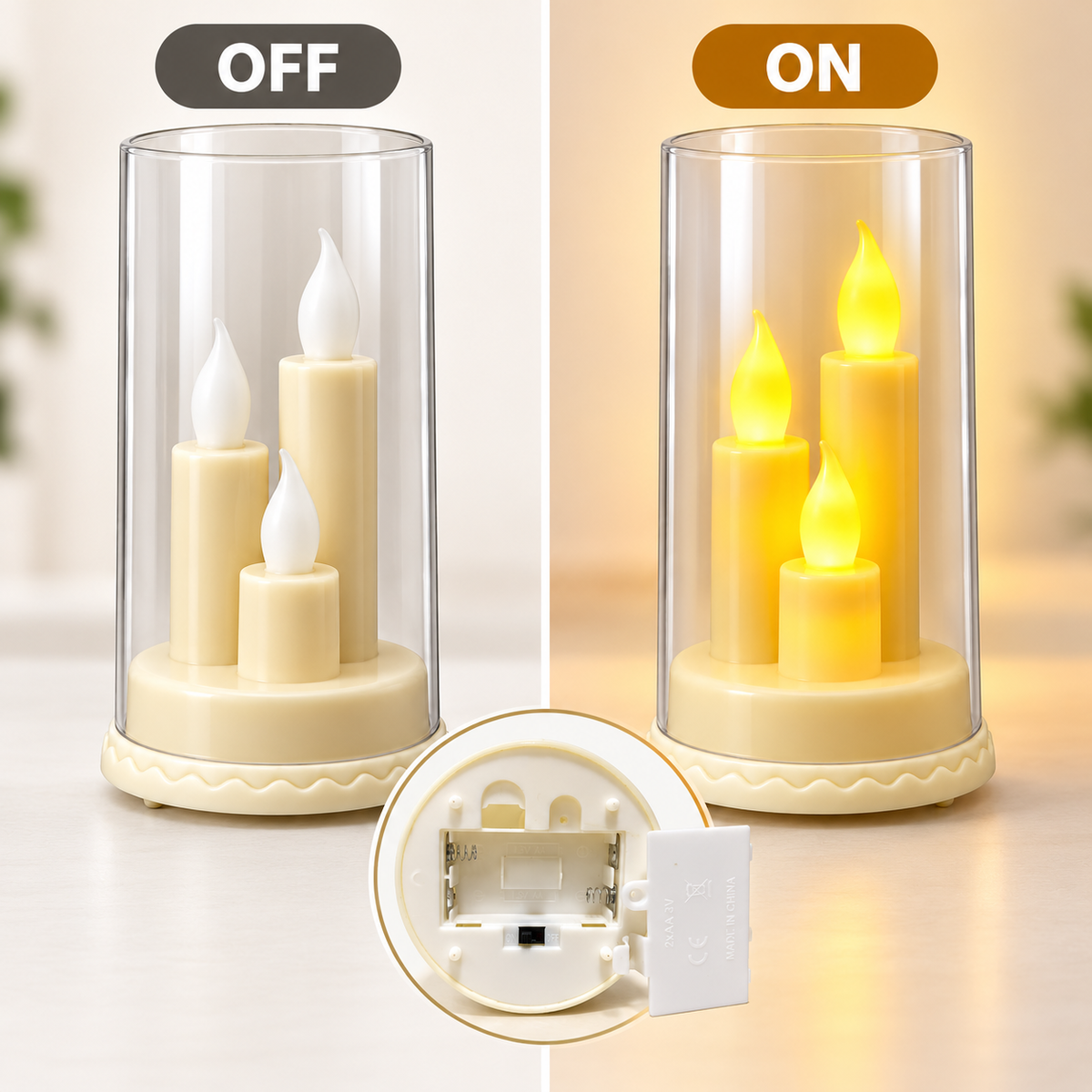 LED Acrylic 3-in-1 Pencil Candle Stand | Decorative LED Candle Holder for Diwali, Home Decor, Weddings & Festive Celebrations