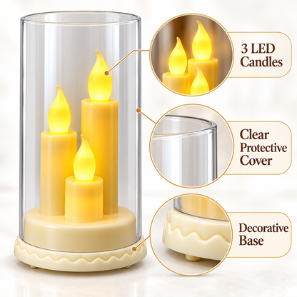 LED Acrylic 3-in-1 Pencil Candle Stand | Decorative LED Candle Holder for Diwali, Home Decor, Weddings & Festive Celebrations