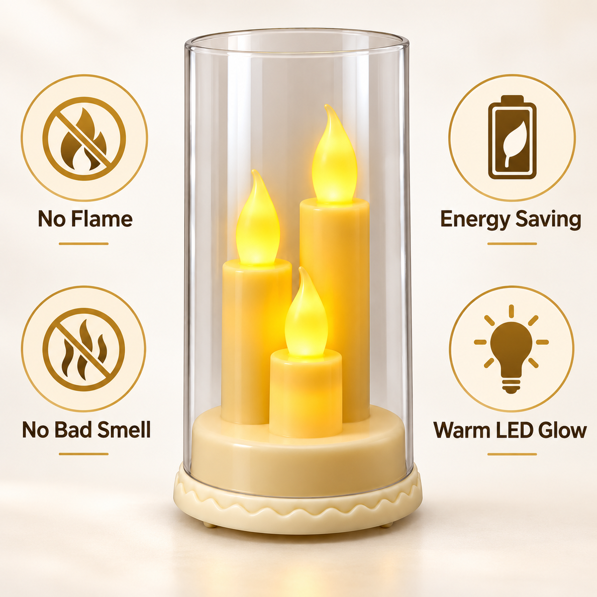 LED Acrylic 3-in-1 Pencil Candle Stand | Decorative LED Candle Holder for Diwali, Home Decor, Weddings & Festive Celebrations