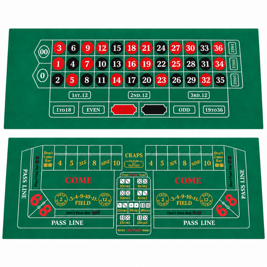Craps Casino Dice & Roulette 2-in-1 Felt Game – 6 FT | Casino Table Game Mat for Casino Night Parties, Game Nights & Theme Events
