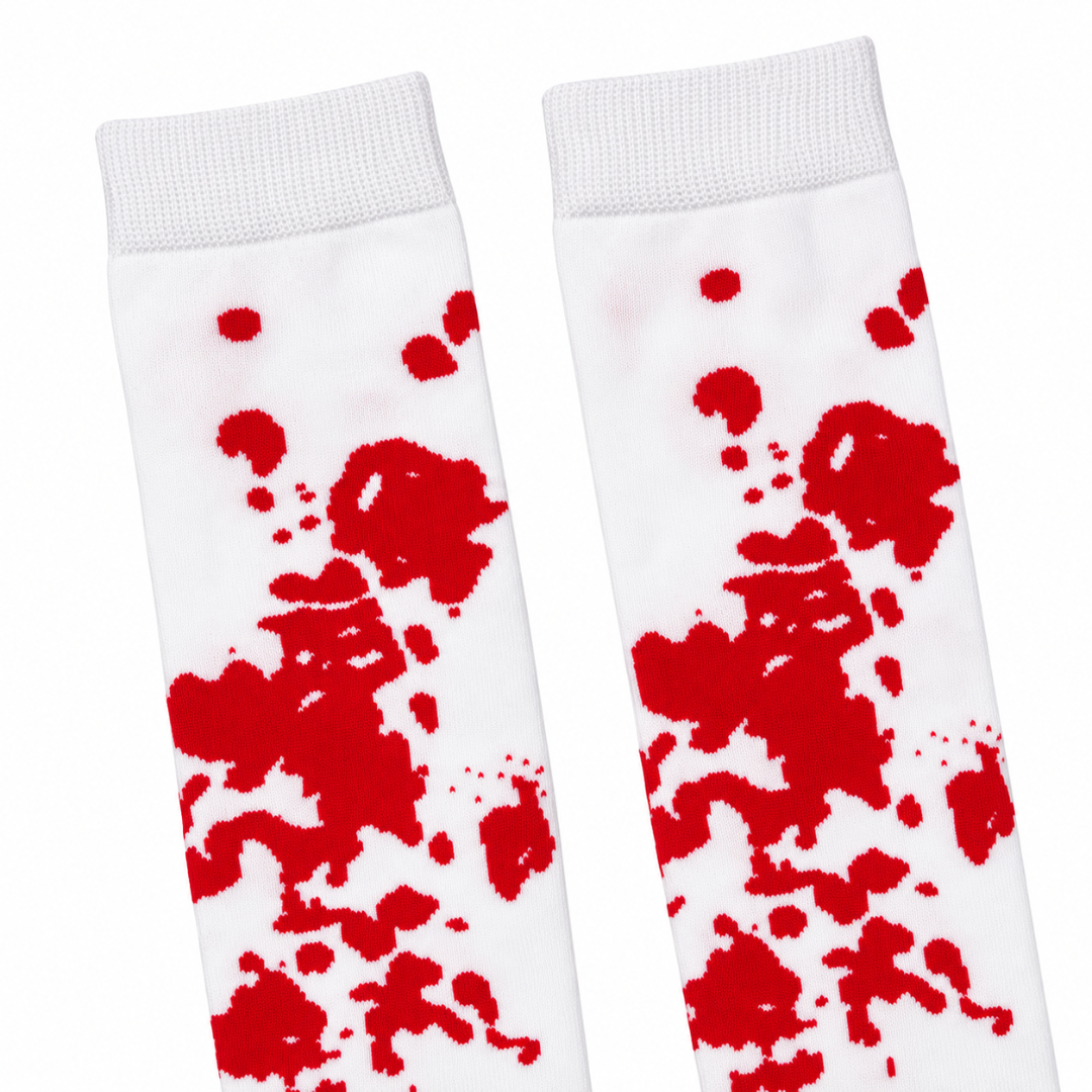 Bloody Red & White Halloween Leggings | Horror Fancy Dress Legwear for Zombie Costumes, Scary Theme Parties & Costume Events