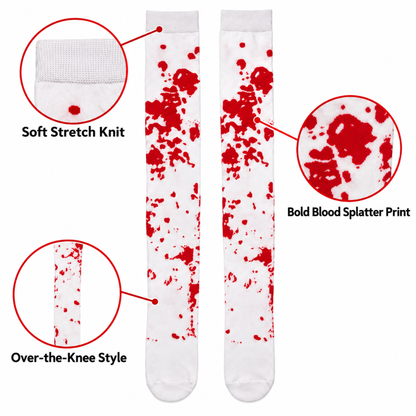Bloody Red & White Halloween Leggings | Horror Fancy Dress Legwear for Zombie Costumes, Scary Theme Parties & Costume Events