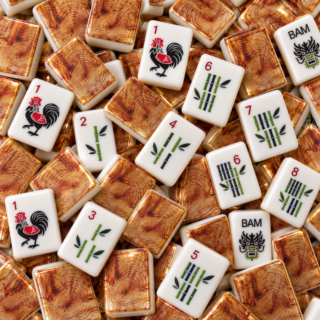 "Premium Acrylic Mahjong Tiles with Wooden Finish – 36mm, 4-Layer, 160 Tiles with Storage Box | Luxury Mahjong Game Set for Family Game Nights & Gifting "