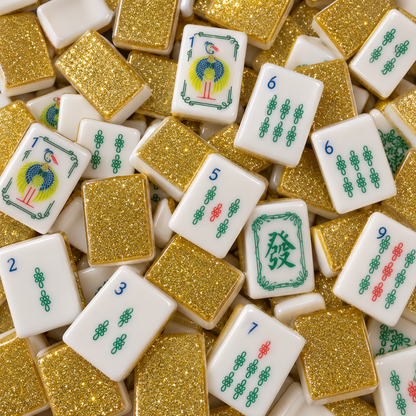 Premium Acrylic Golden Finish Mahjong Tiles – 38mm, 160 Tiles | Luxury Mahjong Game Set for Family Game Nights, Diwali & Festive Gifting