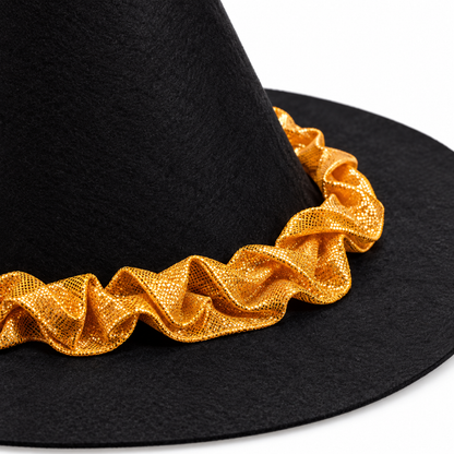 Halloween Witch Hat with Orange Lace | Classic Pointed Witch Costume Hat for Halloween Parties, Cosplay & Fancy Dress