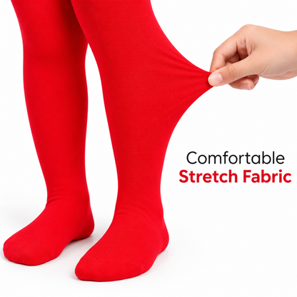 Red Leggings for Kids – Size M | Solid Red Fancy Dress Leggings for Halloween, Dance Performances, School Events & Costume Parties