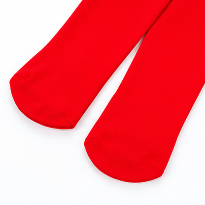 Red Leggings for Kids – Size L | Solid Red Fancy Dress Legwear for Halloween Costumes, School Performances & Theme Parties