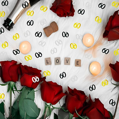 60th Birthday Golden, Black & Silver Confetti