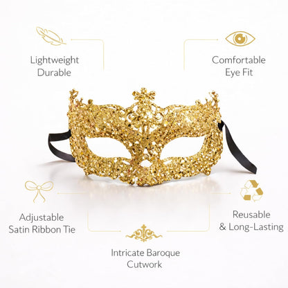 Glitter Fashion Eye Mask Gold - 1PC - Wanna Party - packaging
