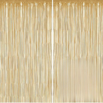 Wanna Party 2Pcs Champagne Gold Foil Curtain For Decor