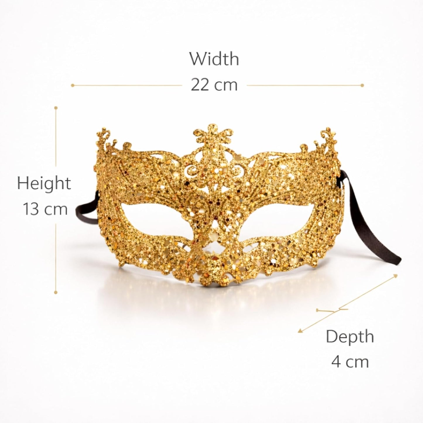 Glitter Fashion Eye Mask Gold - 1PC