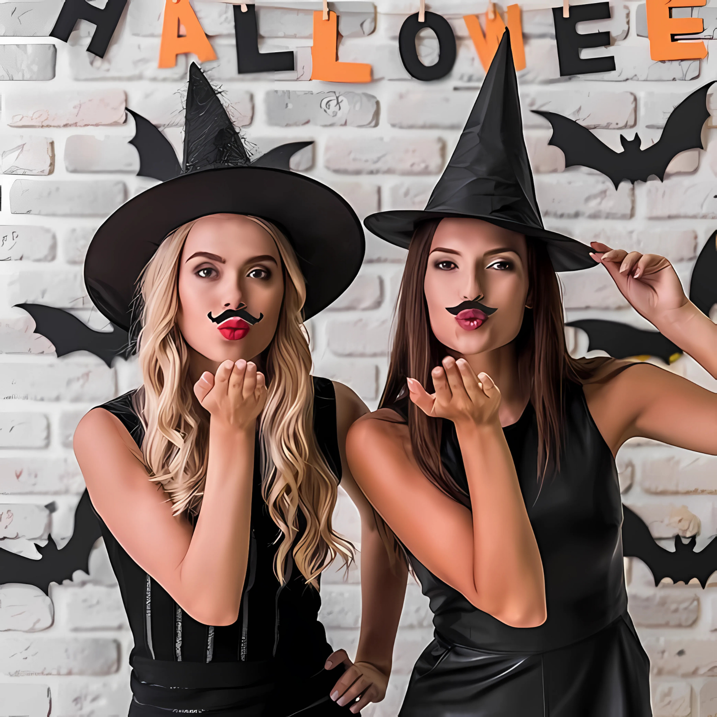 Black Witch Hat and Harry Potter Wand
