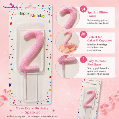 Glitter Designer Pink Candle No. 2