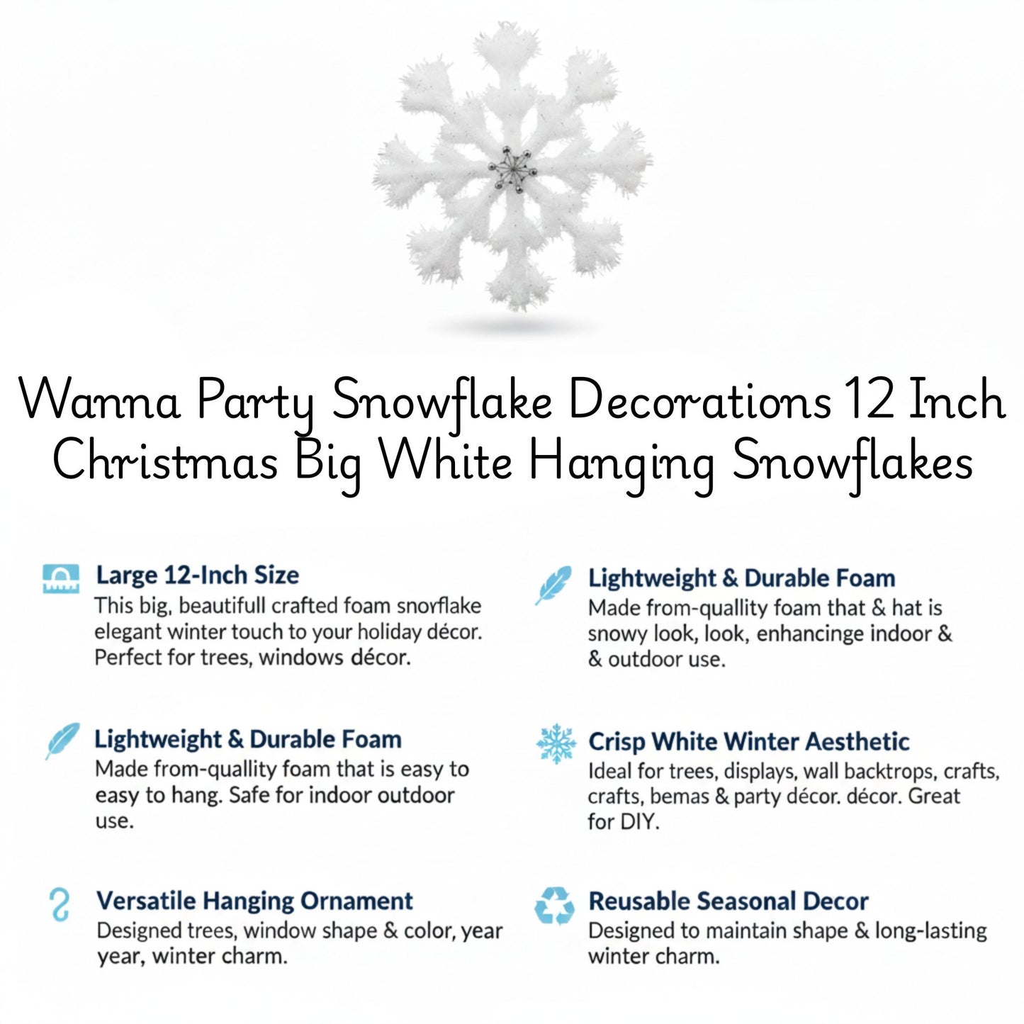 Foam Based Snow Flakes 12" - 1PC