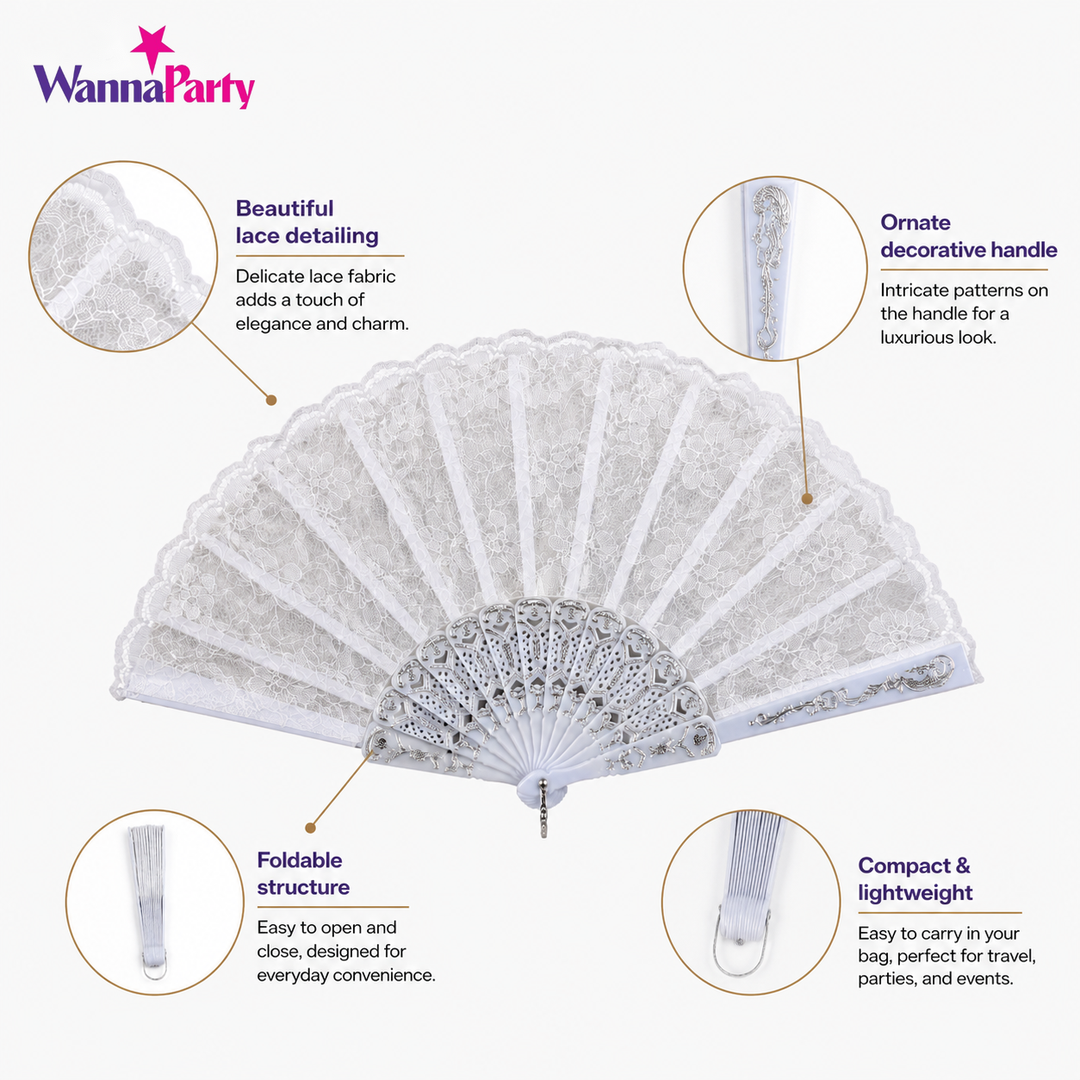 White Net Fan Wedding Favor