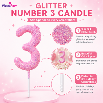 Glitter Designer Pink Candle No. 3
