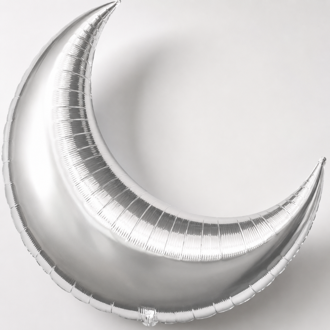 Silver Crescent Moon Foil Balloon