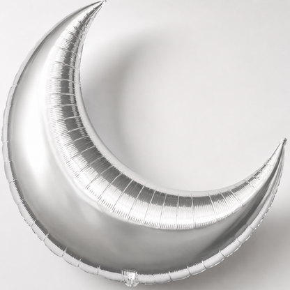 Silver Crescent Moon Foil Balloon