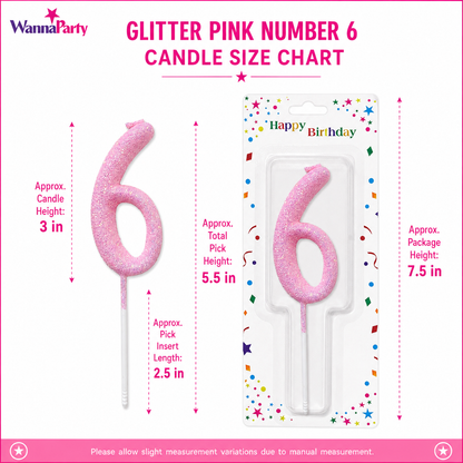 Glitter Designer Pink Candle No. 6