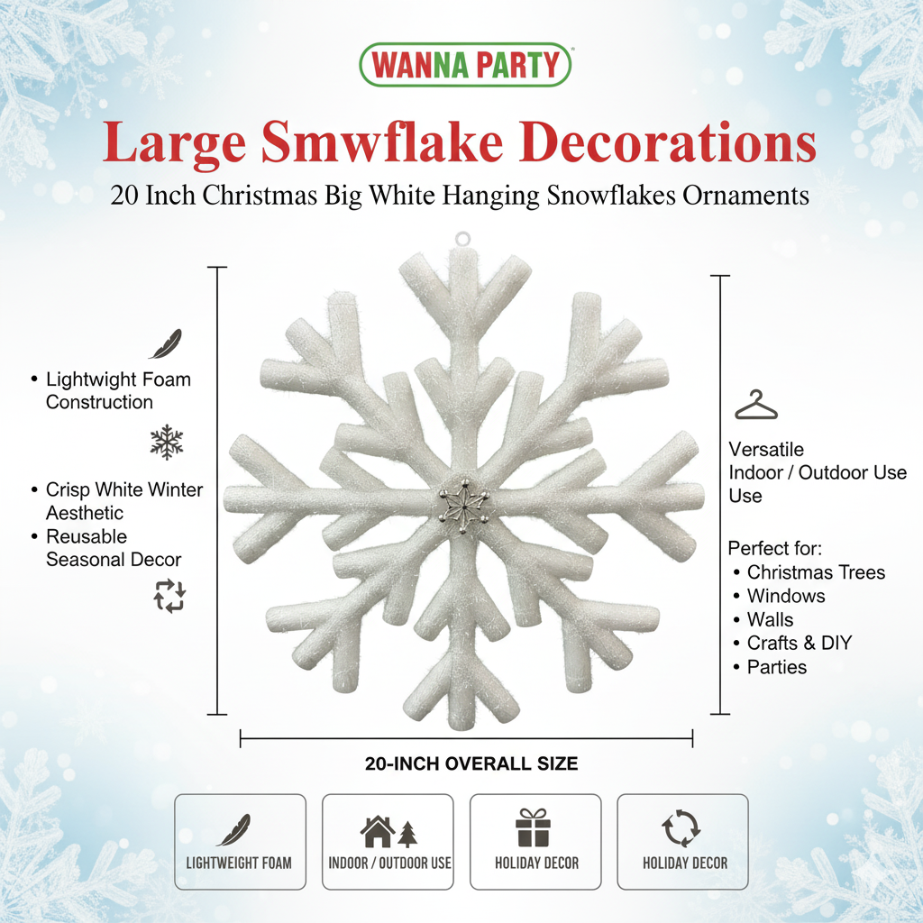 Foam Based Snow Flakes 20" - 1PC