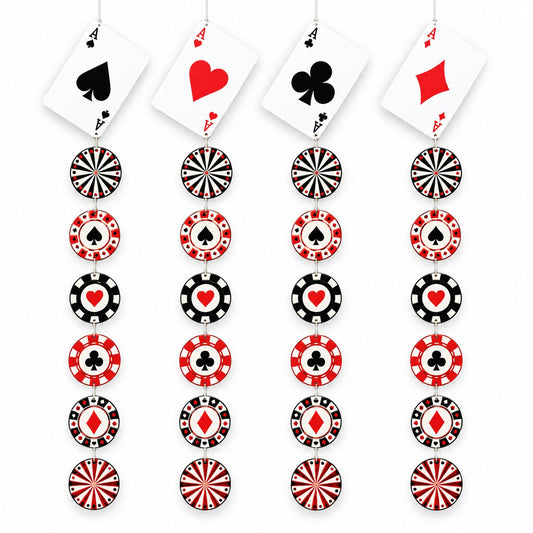 Card Party Hanging Decoration 4PC - Casino Theme Wall Decor | Wanna Party