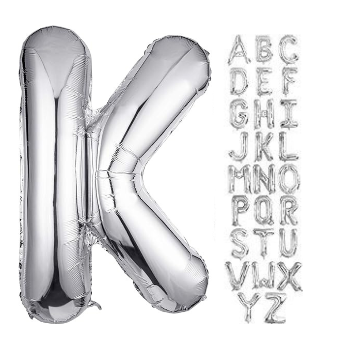 16 Letter K Silver Balloon