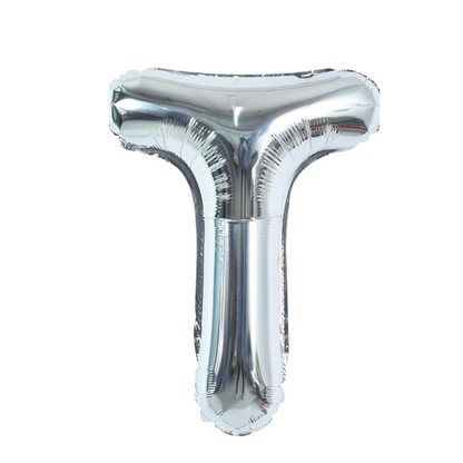 Letter T Silver Foil Balloon - 16 inches - 1PC