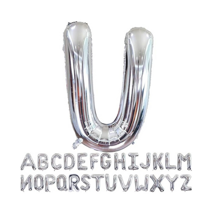 Letter U  Silver Foil Balloon - 16 inches - Air Filled - 1PC