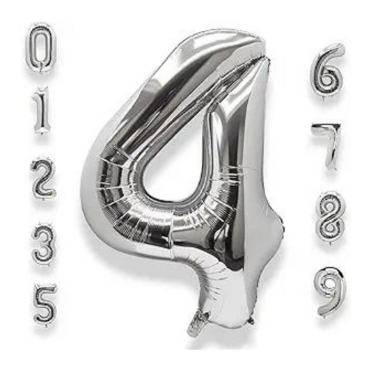 16" Numerical 4 Silver Balloon