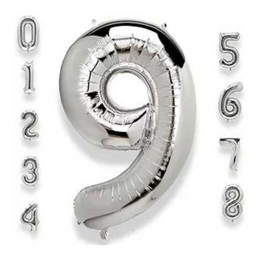 16" Numerical 9 Silver Balloon