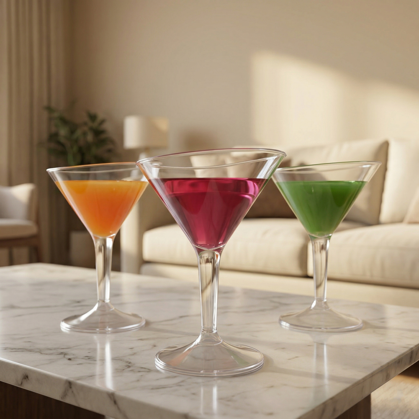 Clear Plastic Martini Glasses 100 ml - Party Cocktail Glasses - 6 Pc